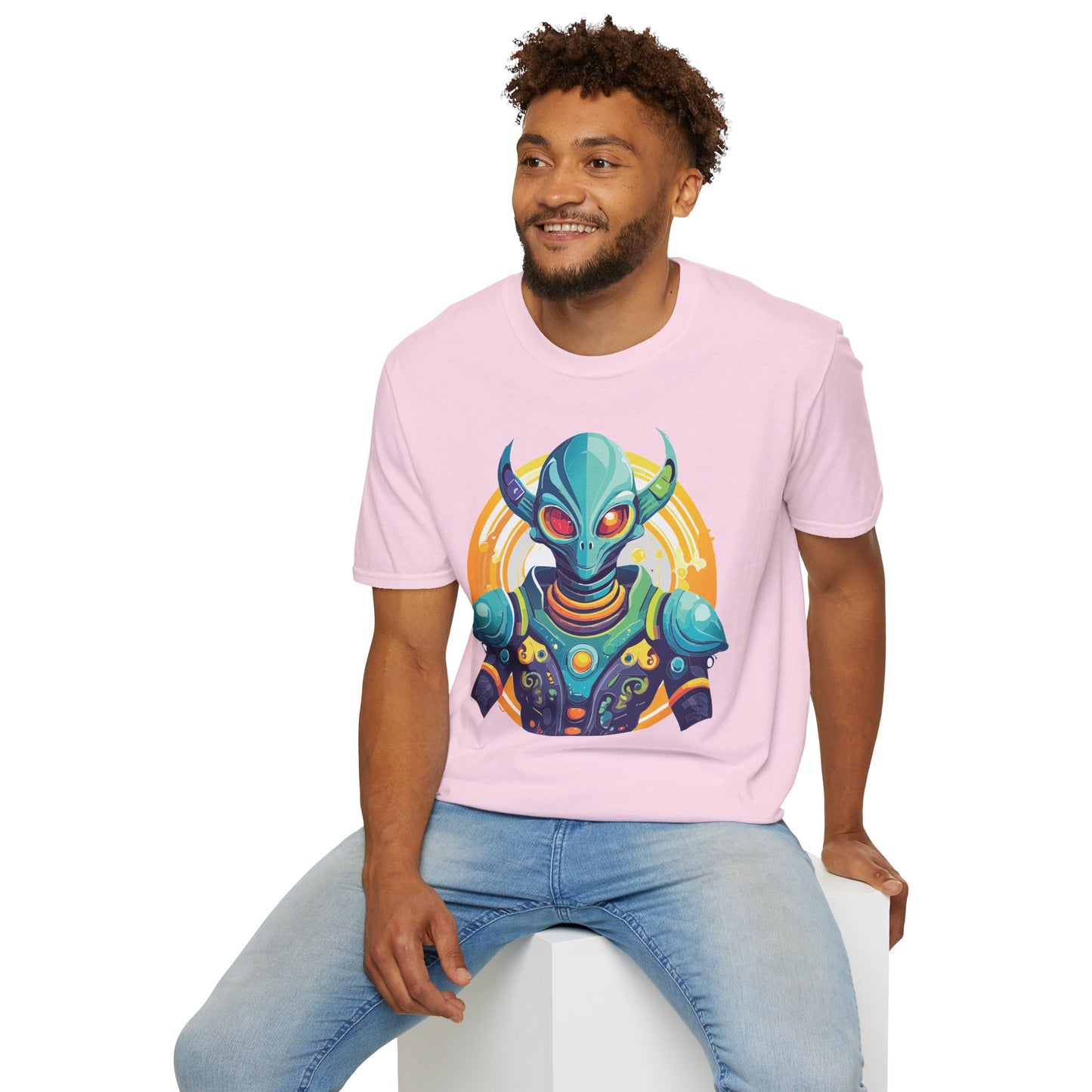Alien T Shirt Cosmos Design Unisex Softstyle Cotton Tee With Aliens Art Graphic Print