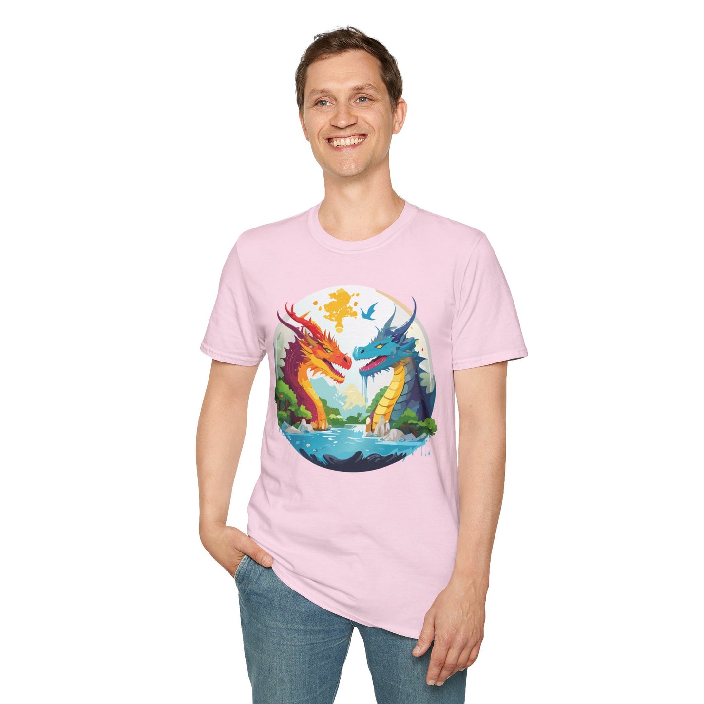 Dragon T Shirt Unisex Gildan Softstyle 64000 100 Percent Cotton Animal Print Tee Artwork