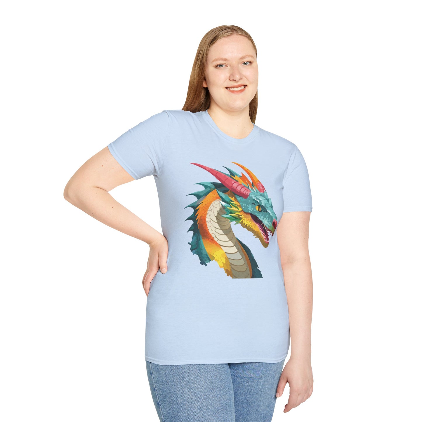 Dragon T Shirt Unisex Softstyle Art Design Tee With Animals Theme Gildan 64000 Premium Quality