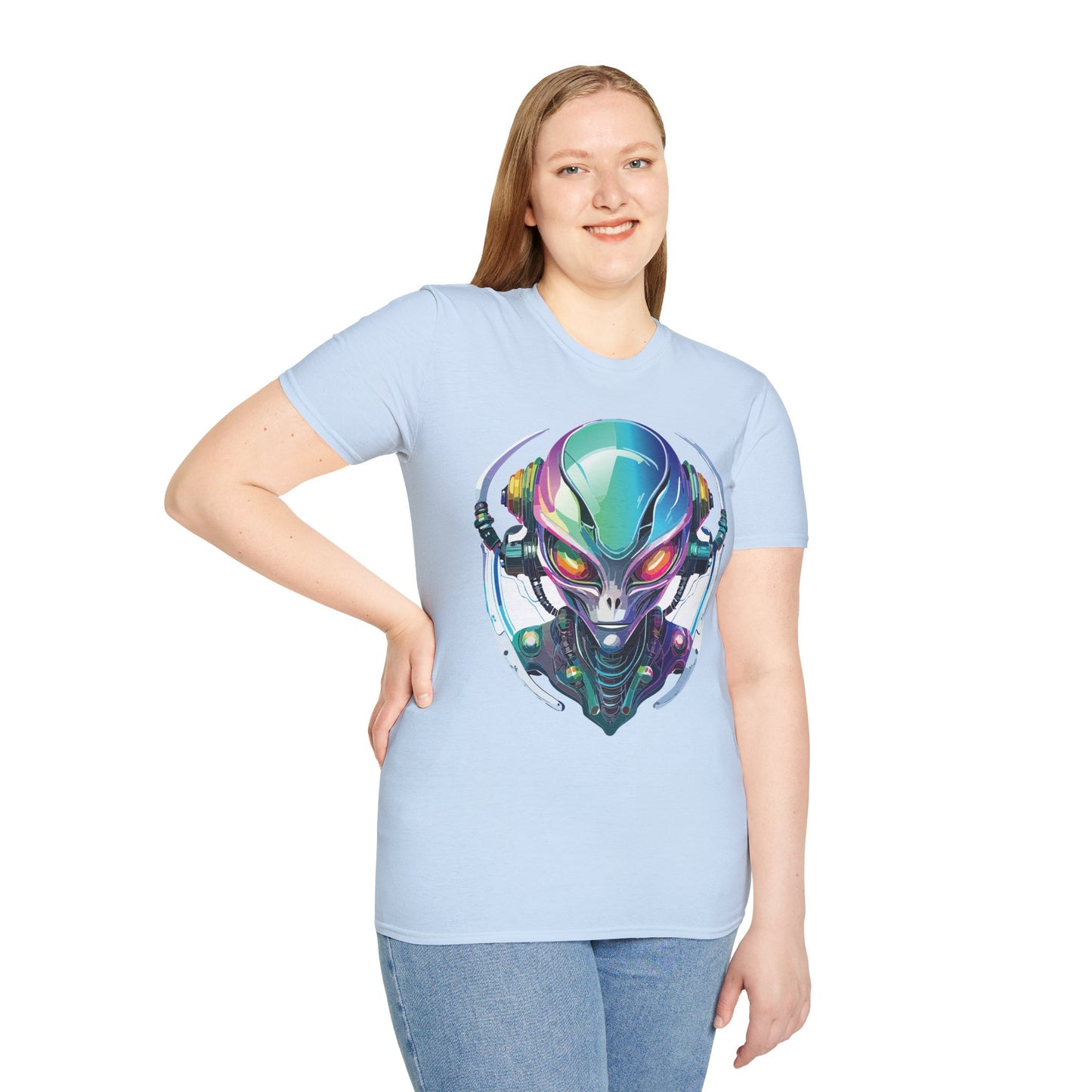 Alien Cosmos T Shirt Unisex Softstyle 64000 Tee With Alien Space Design 100 Percent Ringspun Cotton