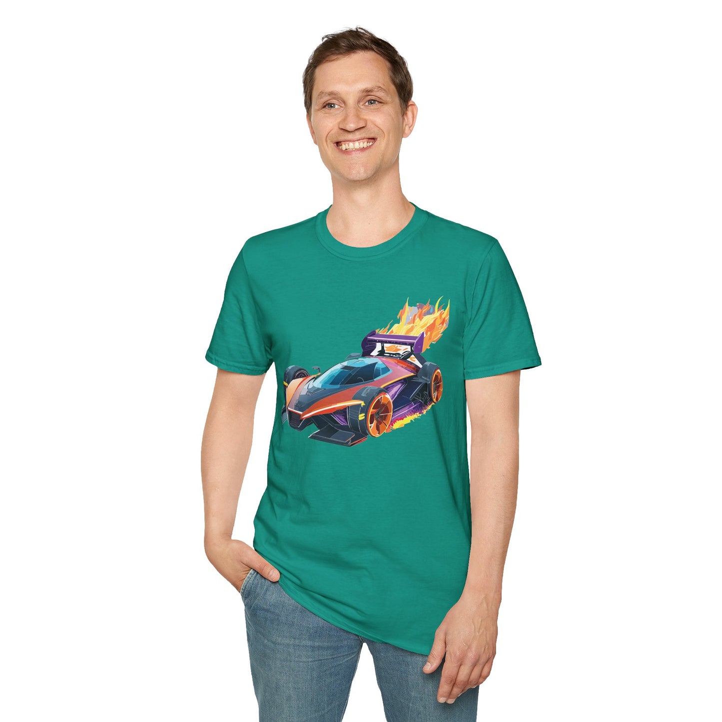 Unisex Car T Shirt Hot Wheels Graphic Tee Car Shirt Gildan Softstyle 64000 Cotton Tee