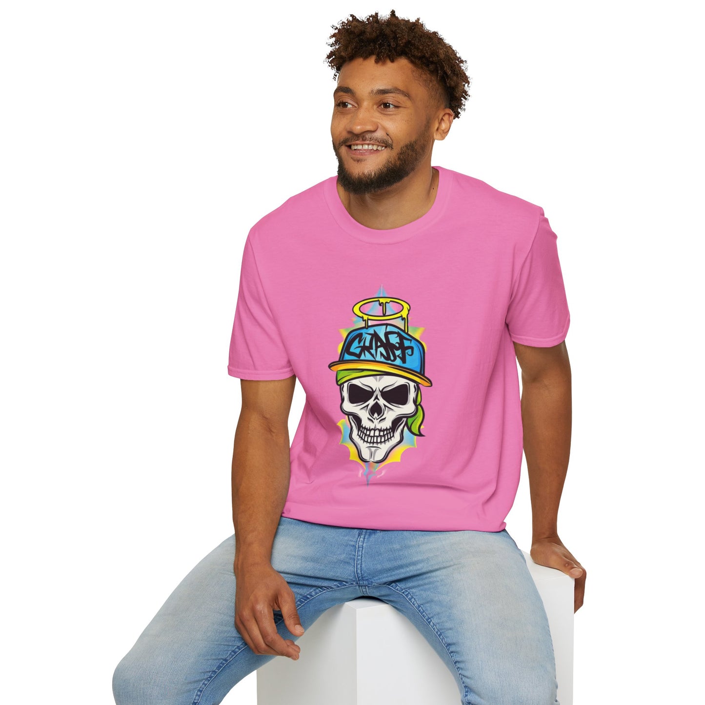 Unisex Skull Graphic Tee Shirt With Skeleton Design Softstyle 64000 100 Percent Ring Spun Cotton
