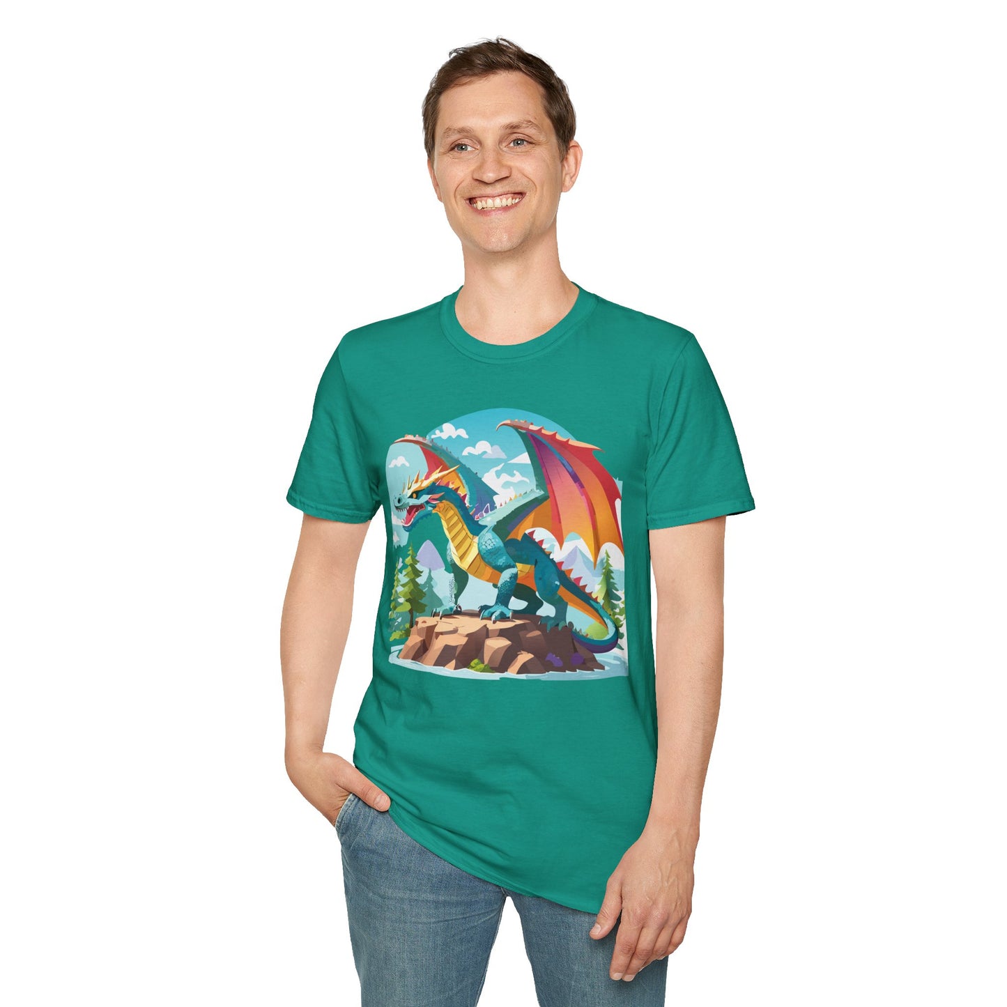 Dragon Graphic Tee Unisex Softstyle 100 Percent Ring Spun Cotton Animal Art Print Shirt