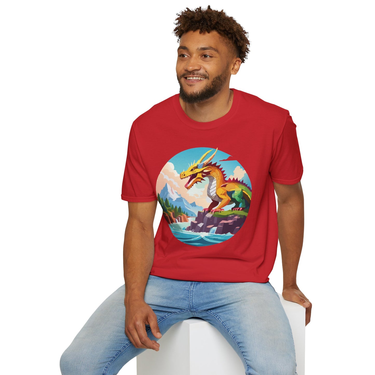 Dragon T Shirt Unisex Softstyle Cotton Tee With Colorful Animal Art Design For Everyday Wear