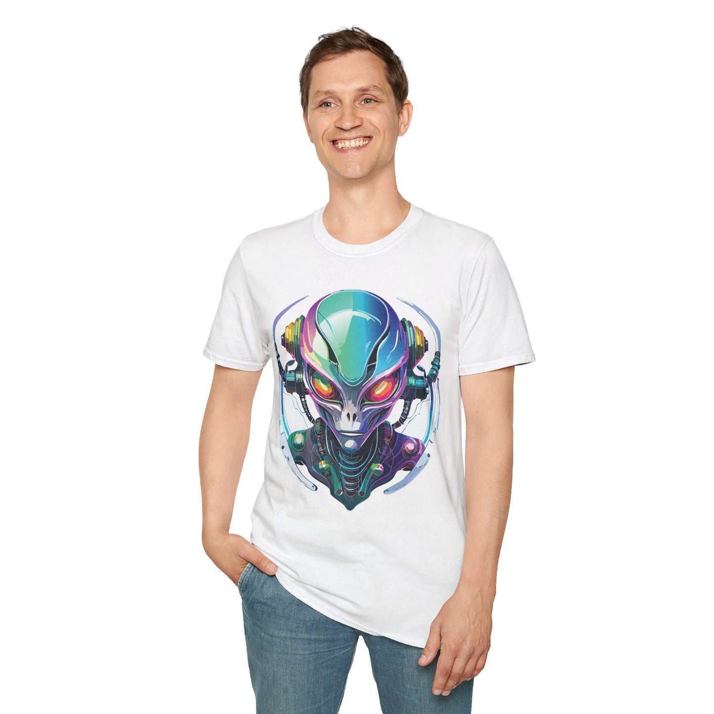 Alien Cosmos T Shirt Unisex Softstyle 64000 Tee With Alien Space Design 100 Percent Ringspun Cotton