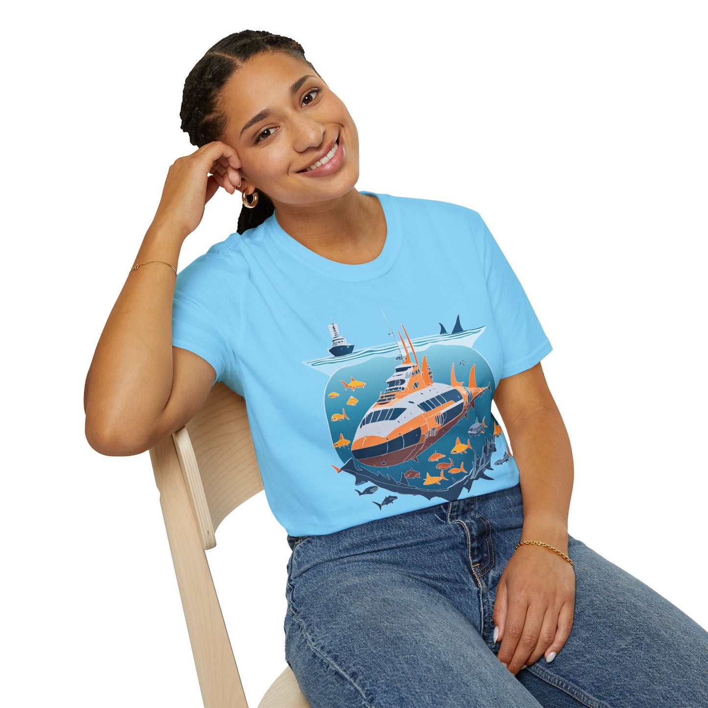 Ocean Tee Shirt, Ocean Shirt, Shirt with Ocean, U boat Tees, Shirt with U-Boat