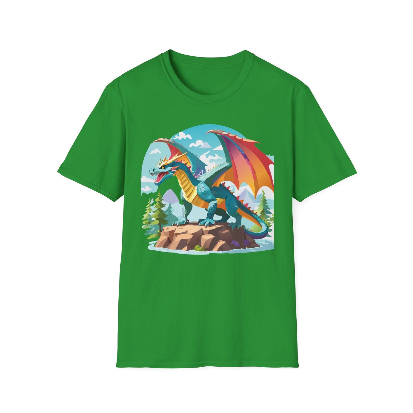 Dragon Graphic Tee Unisex Softstyle 100 Percent Ring Spun Cotton Animal Art Print Shirt