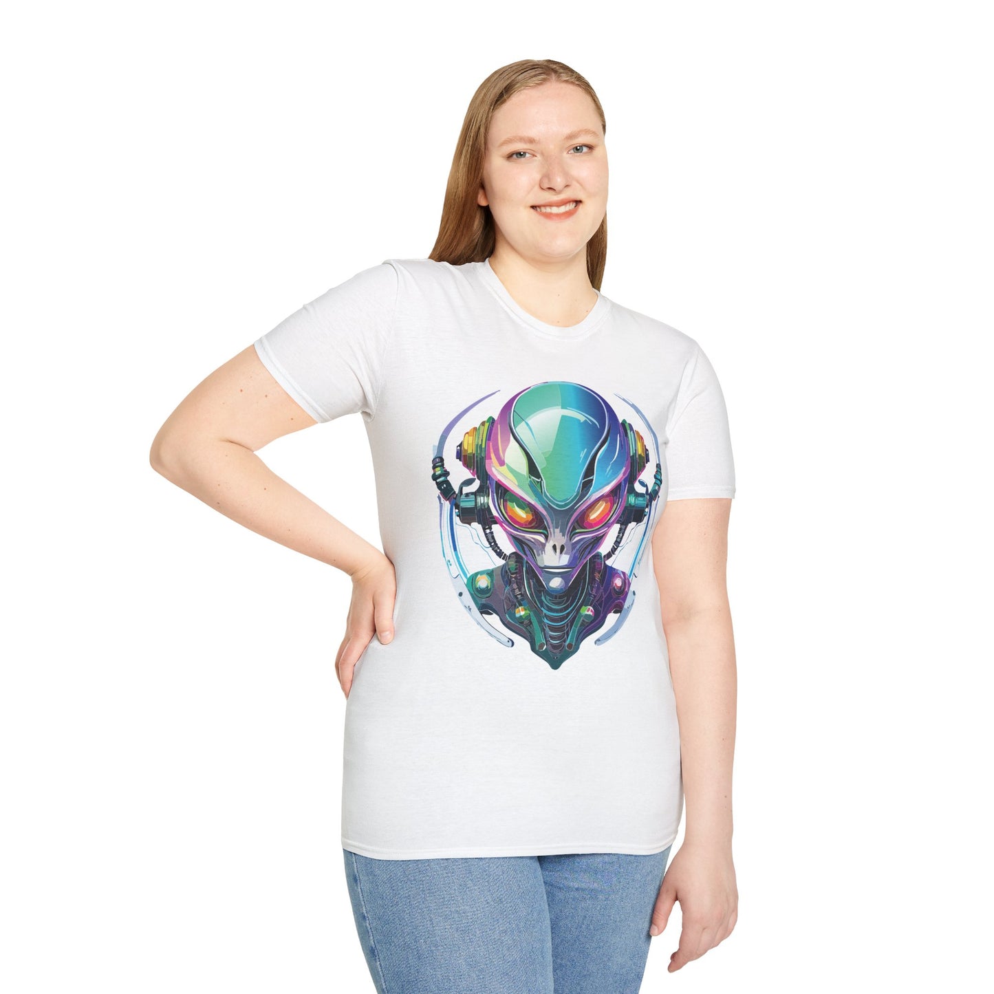 Alien Cosmos T Shirt Unisex Softstyle 64000 Tee With Alien Space Design 100 Percent Ringspun Cotton