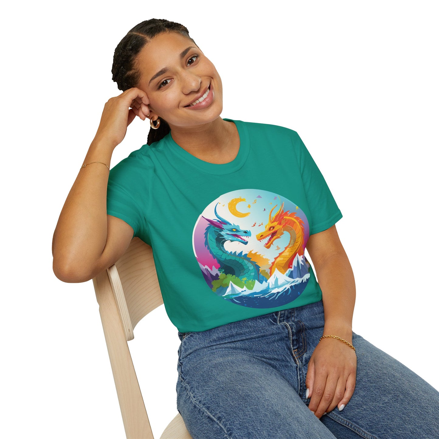 Dragon T Shirt Unisex Gildan Softstyle 64000 Tee Dragon Artwork Animal Print Shirt