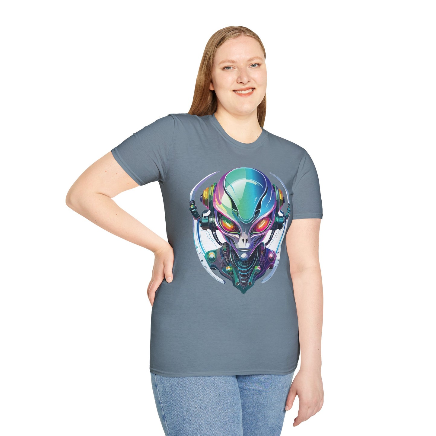 Alien Cosmos T Shirt Unisex Softstyle 64000 Tee With Alien Space Design 100 Percent Ringspun Cotton
