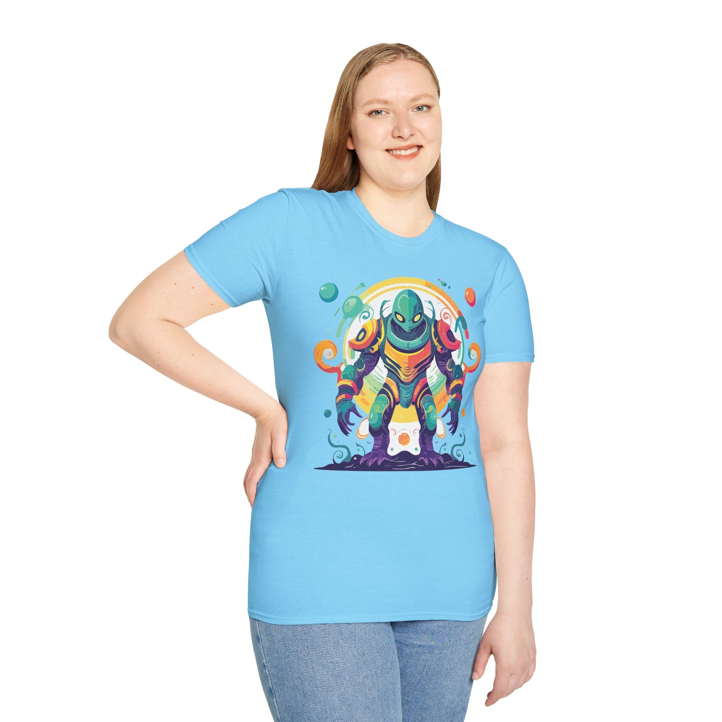 Cosmos Alien T Shirt Unisex Softstyle 64000 with Art Design Durable Comfort Artwork Tee