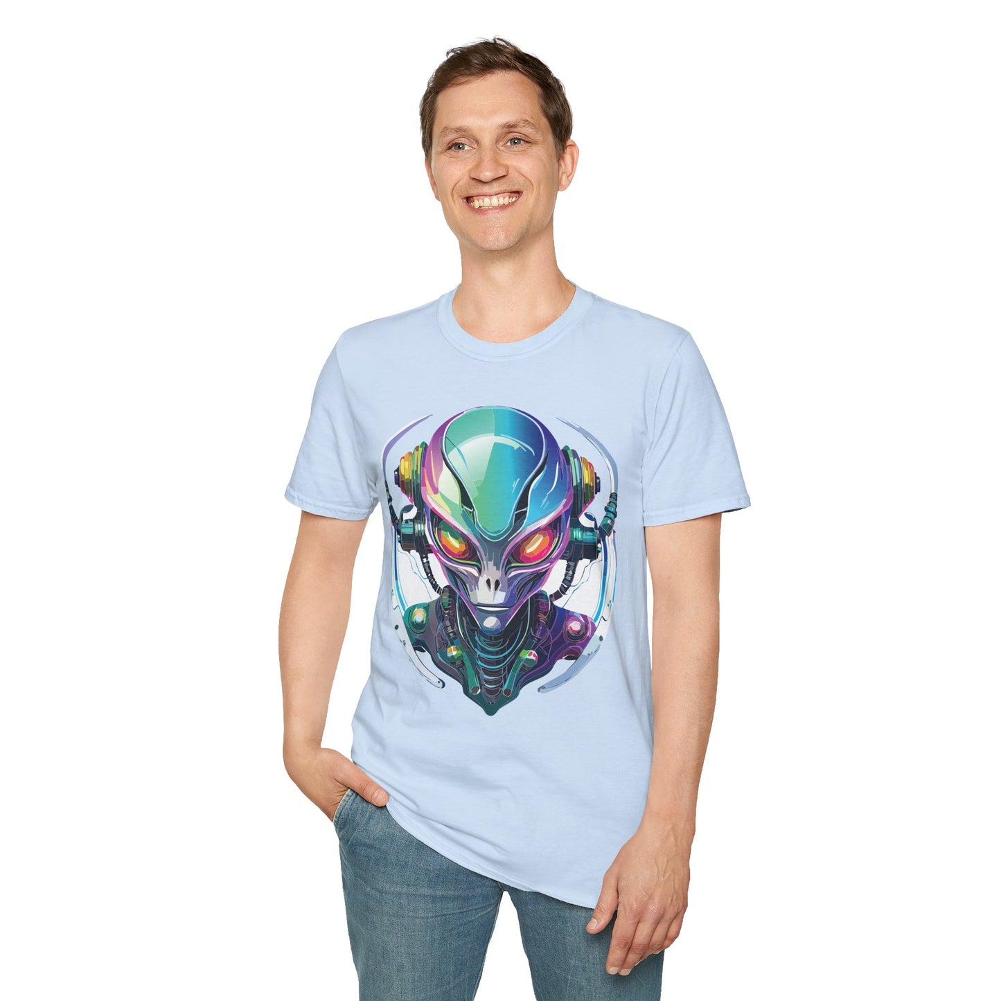 Alien Cosmos T Shirt Unisex Softstyle 64000 Tee With Alien Space Design 100 Percent Ringspun Cotton