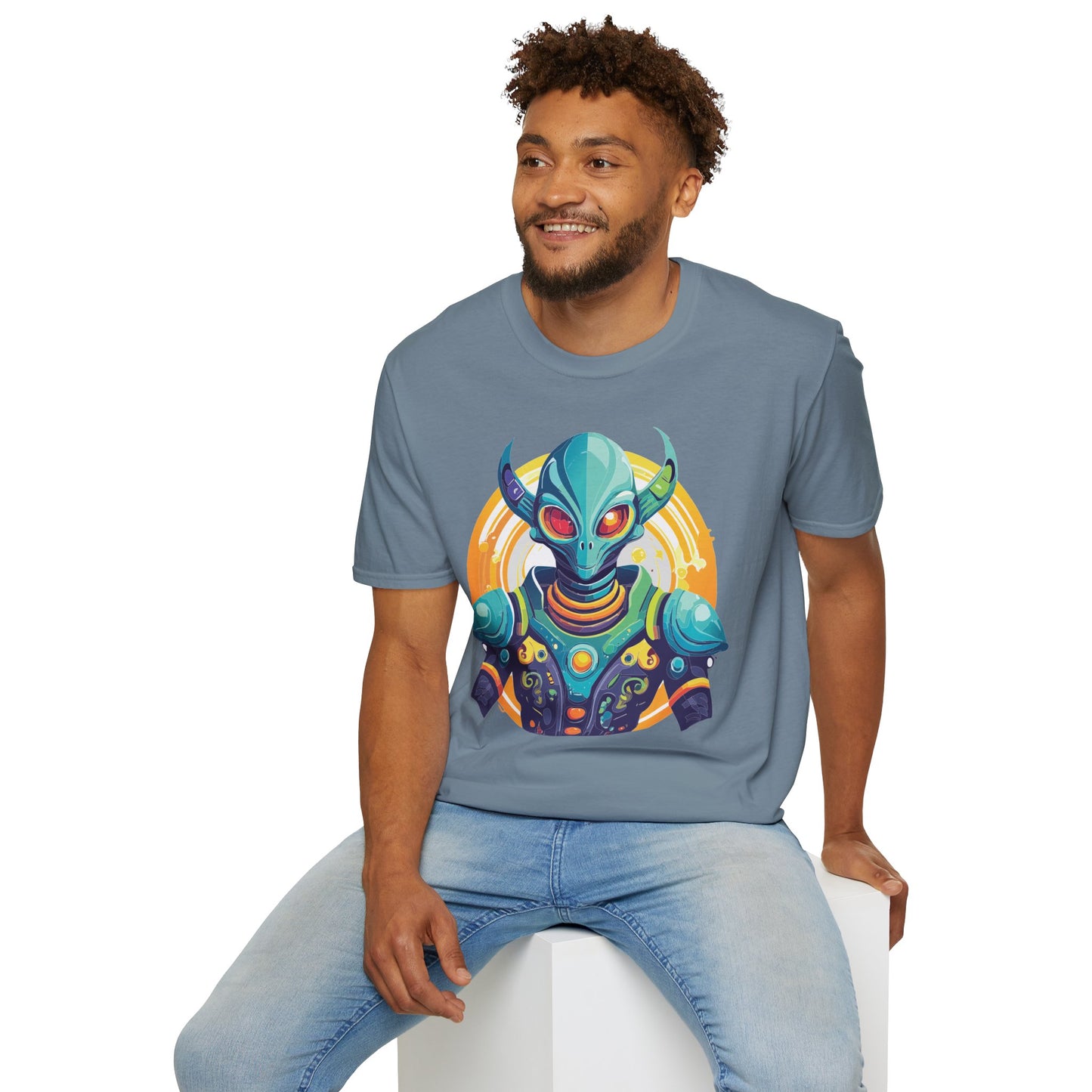 Alien T Shirt Cosmos Design Unisex Softstyle Cotton Tee With Aliens Art Graphic Print