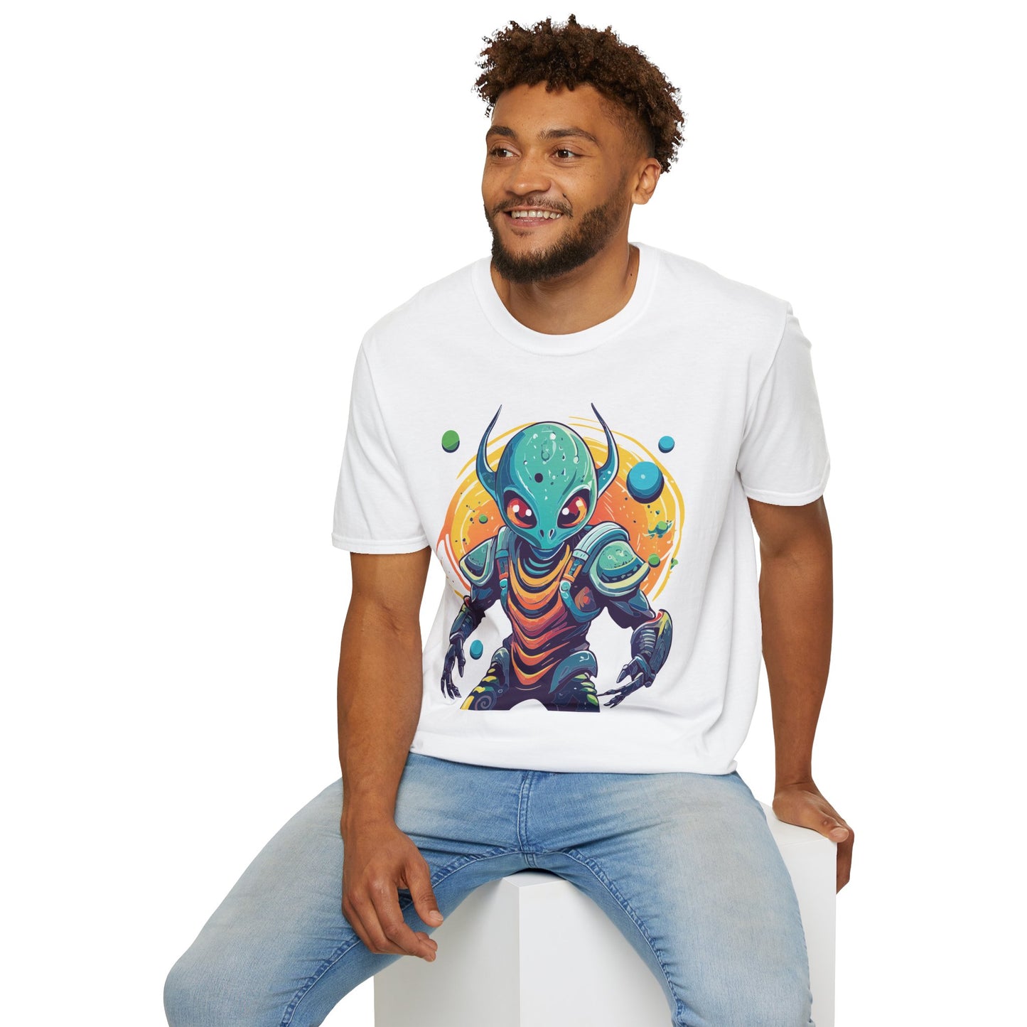 Alien Cosmos Shirt Unisex Softstyle Tee With Alien Art Design Space Theme Graphic Tee