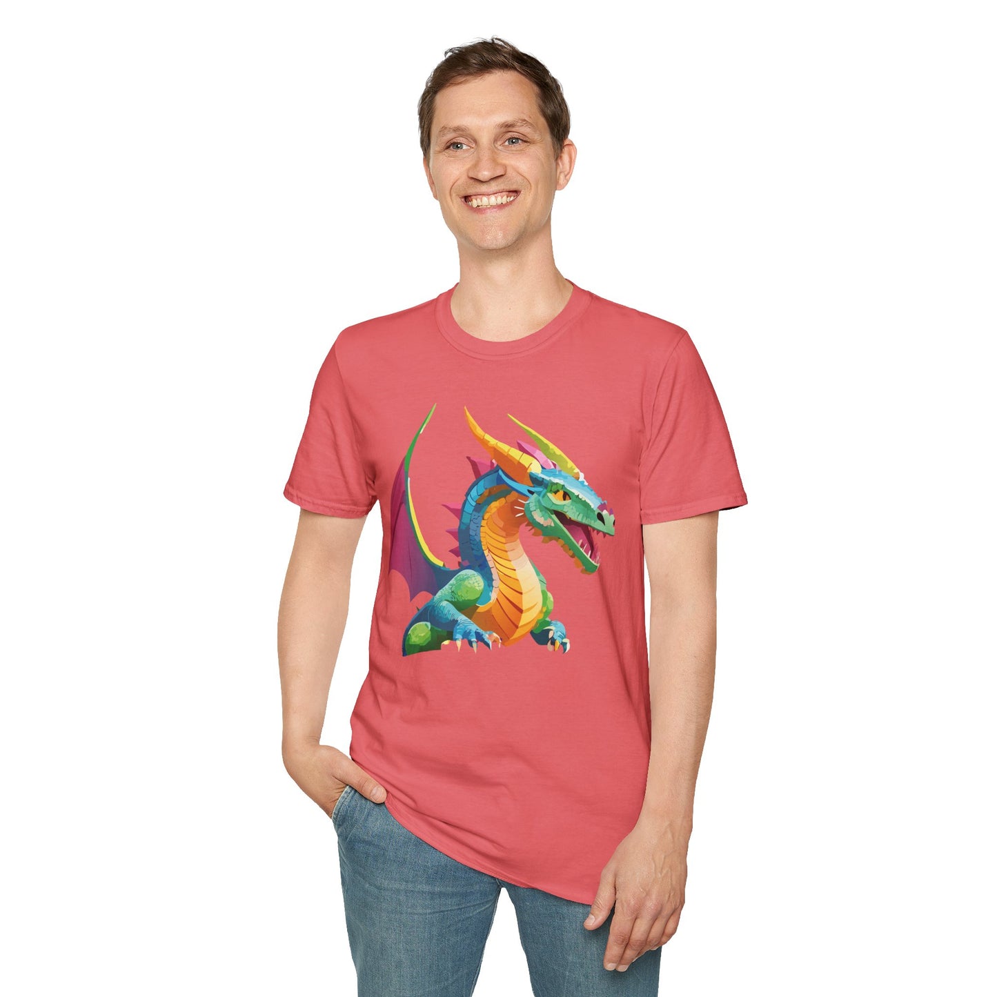 Unisex Dragon Graphic Tee Softstyle Short Sleeve T Shirt Made From Ring Spun Cotton