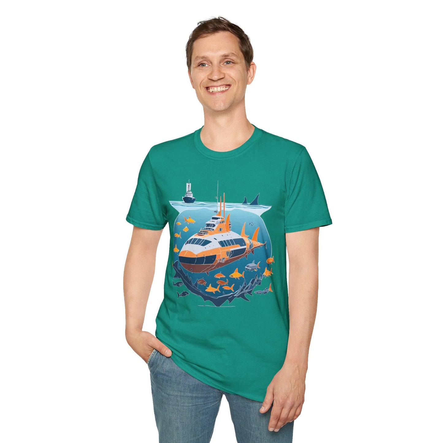 Ocean Tee Shirt, Ocean Shirt, Shirt with Ocean, U boat Tees, Shirt with U-Boat
