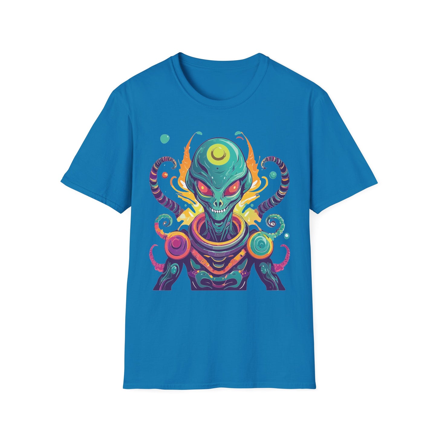 Alien Cosmos Unisex T Shirt With Aliens Design Gildan Softstyle 64000 Comfortable Lightweight Tee