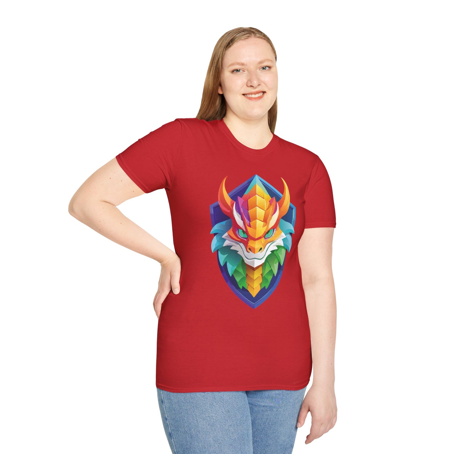 Unisex Dragon T Shirt Softstyle 64000 100 Percent Ring Spun Cotton Comfortable Tee
