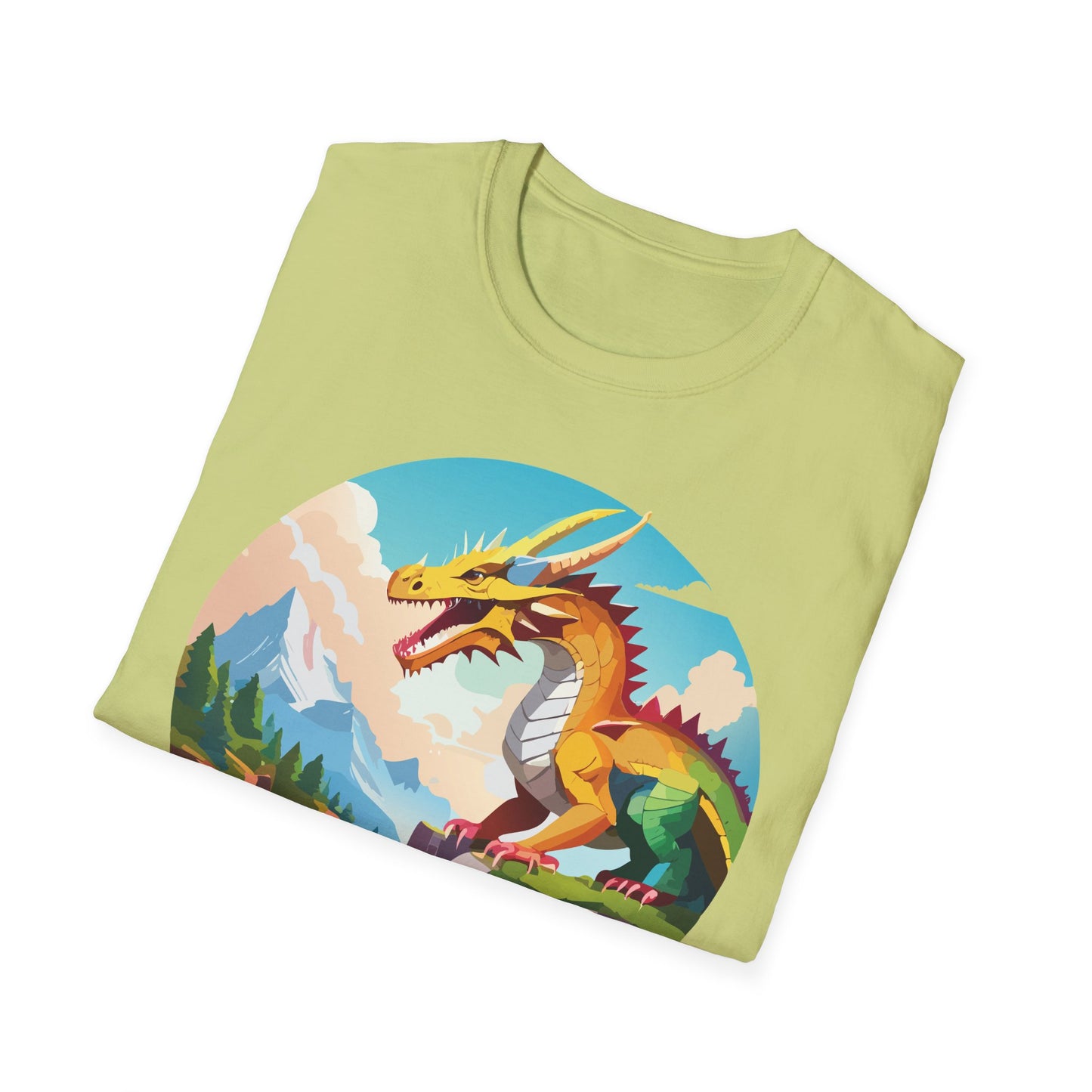 Dragon T Shirt Unisex Softstyle Cotton Tee With Colorful Animal Art Design For Everyday Wear