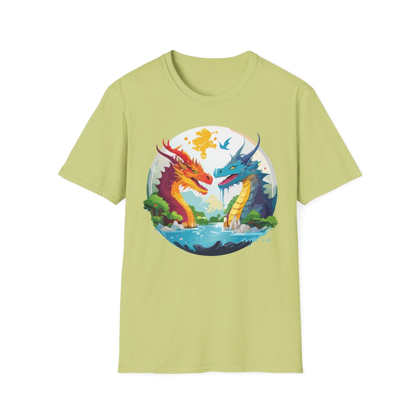 Dragon T Shirt Unisex Gildan Softstyle 64000 100 Percent Cotton Animal Print Tee Artwork
