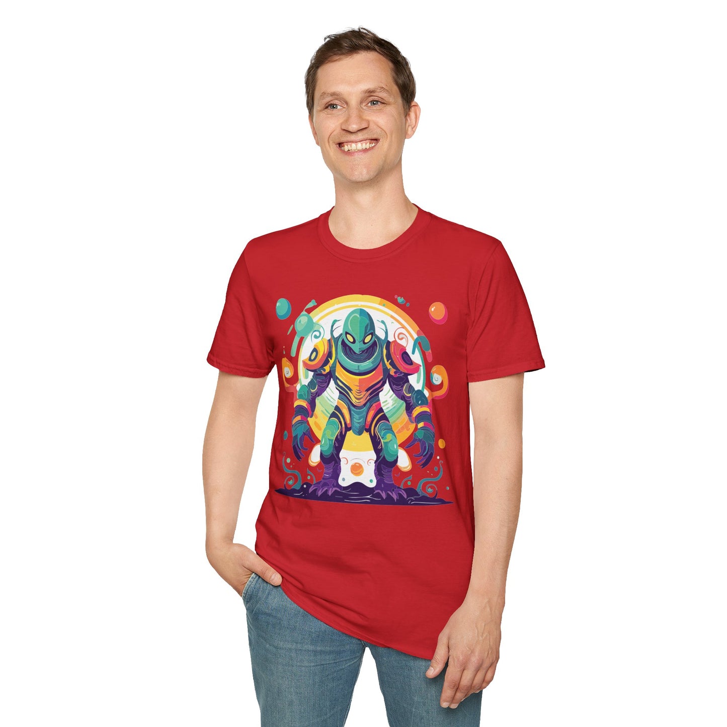 Cosmos Alien T Shirt Unisex Softstyle 64000 with Art Design Durable Comfort Artwork Tee