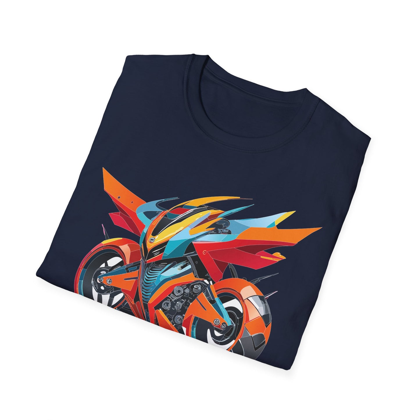 Unisex Bike T Shirt With Motorcycle Art Design Graphic Tee Softstyle 64000 Cotton