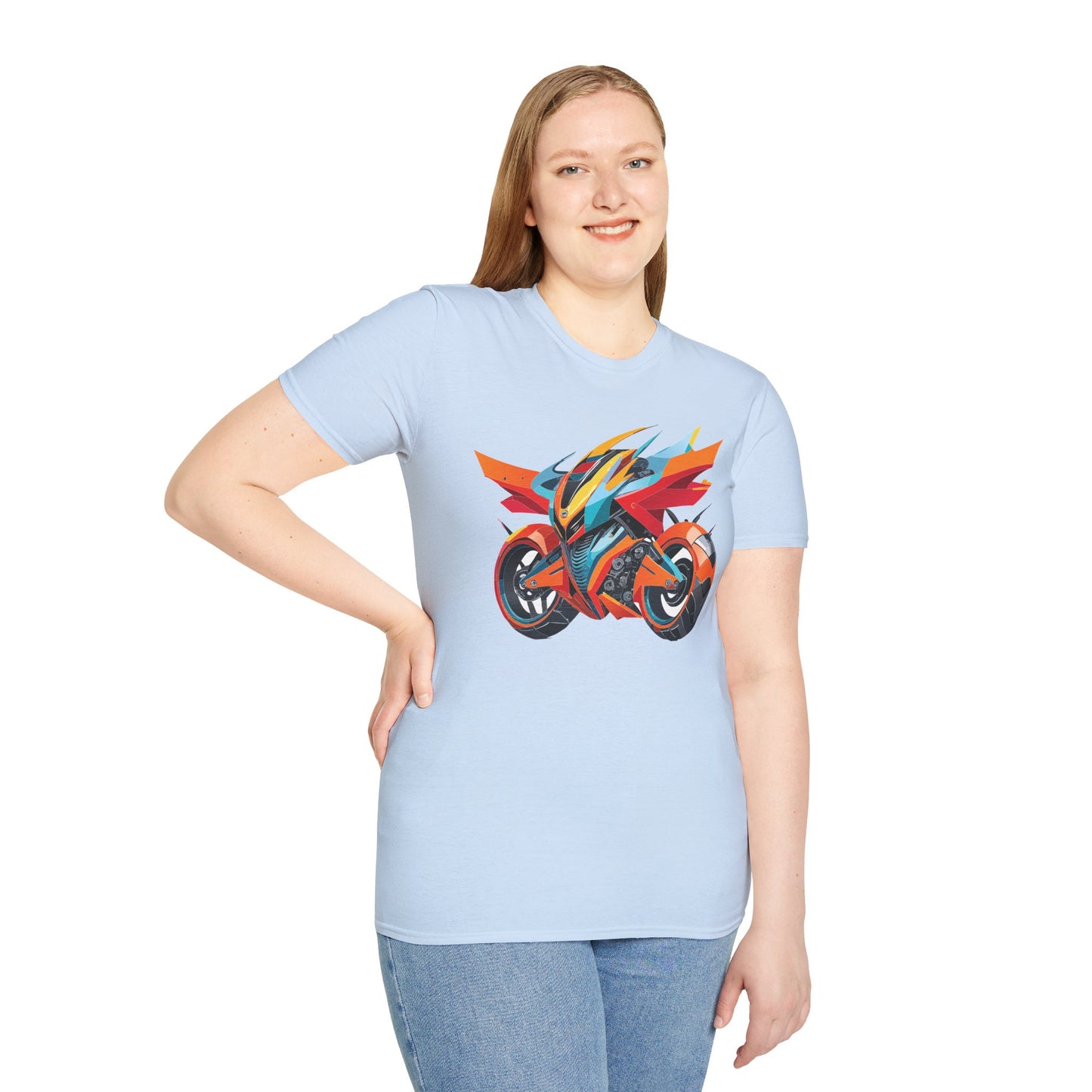 Unisex Bike T Shirt With Motorcycle Art Design Graphic Tee Softstyle 64000 Cotton