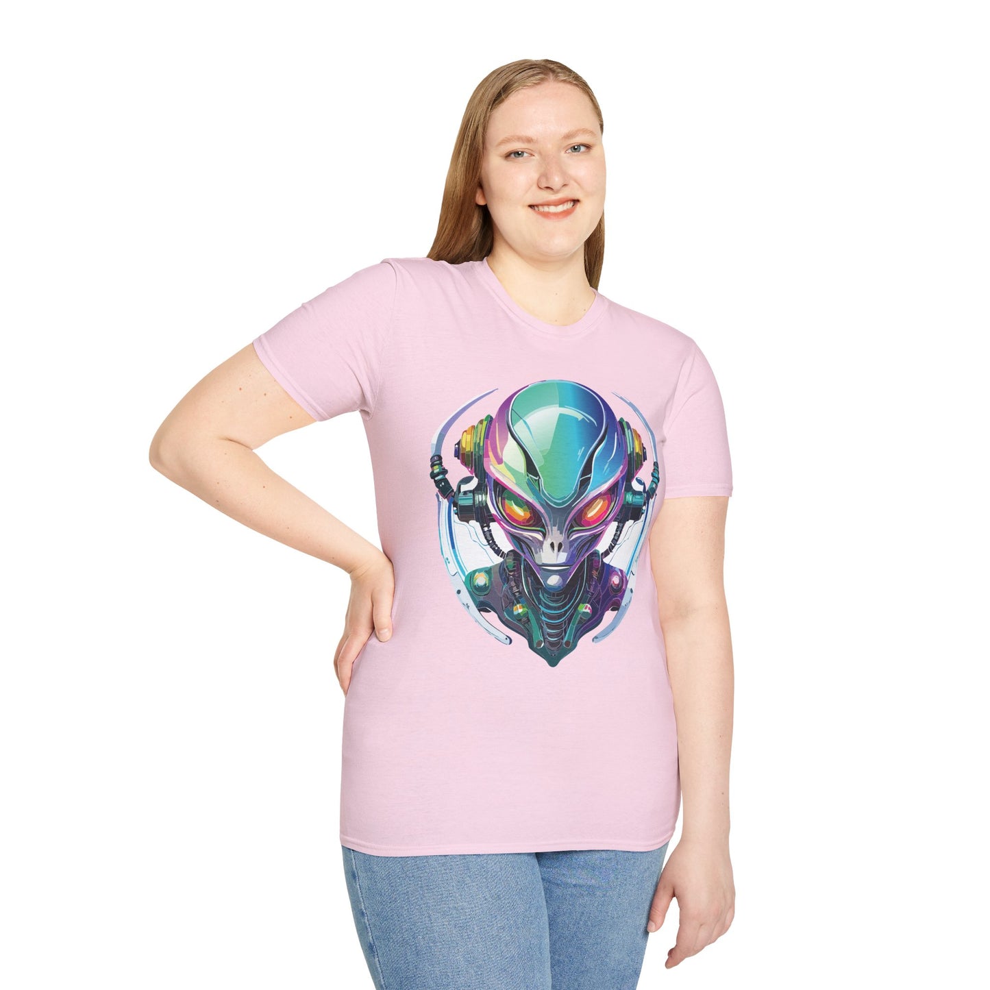Alien Cosmos T Shirt Unisex Softstyle 64000 Tee With Alien Space Design 100 Percent Ringspun Cotton