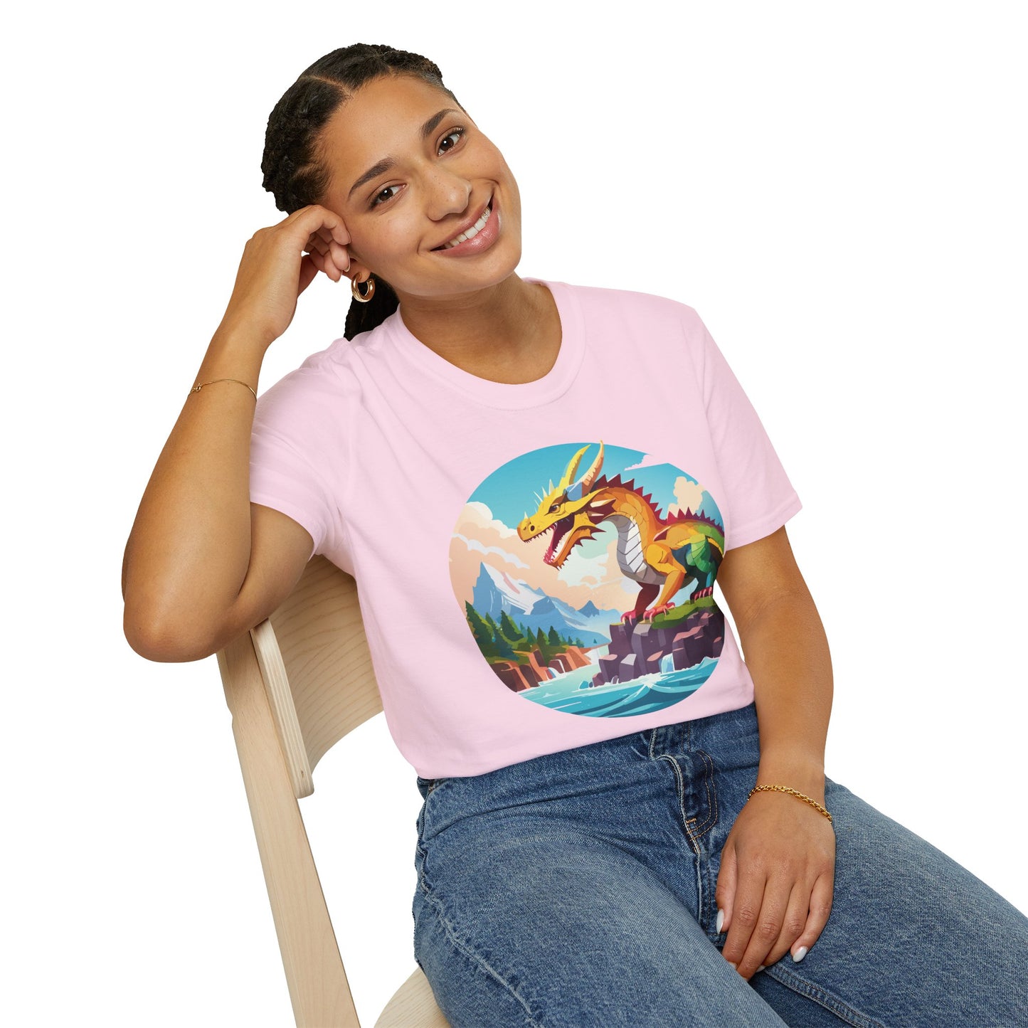 Dragon T Shirt Unisex Softstyle Cotton Tee With Colorful Animal Art Design For Everyday Wear