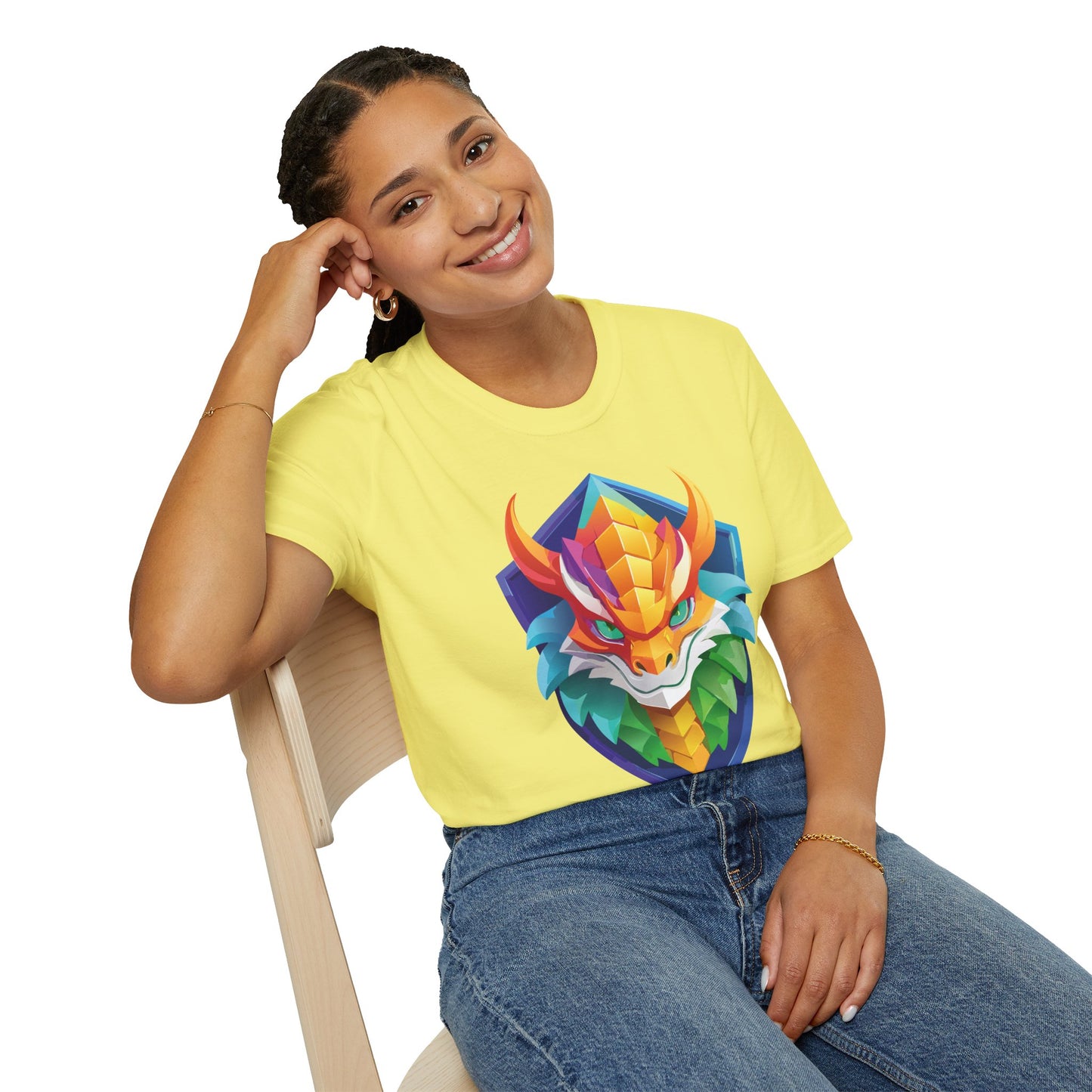Unisex Dragon T Shirt Softstyle 64000 100 Percent Ring Spun Cotton Comfortable Tee