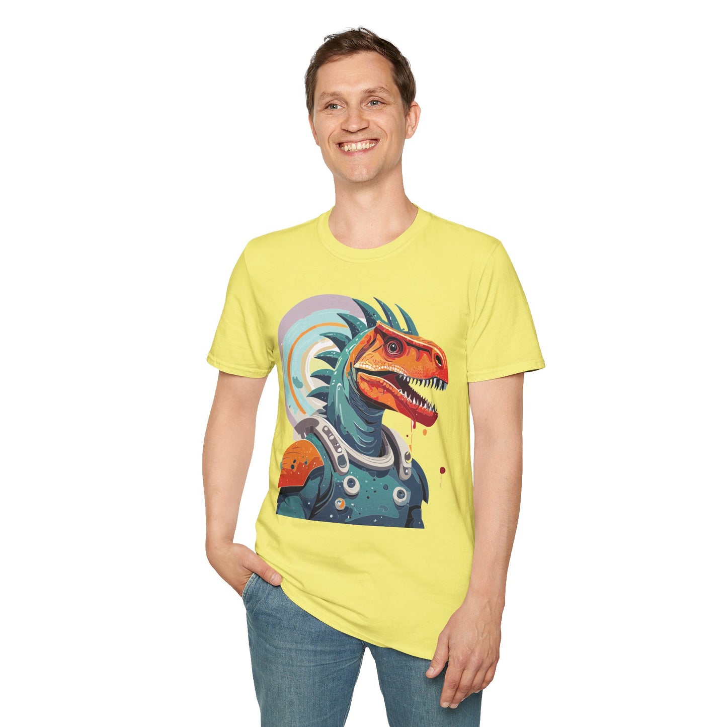 Unisex Gildan Softstyle 64000 Alien T Shirt With Cosmos Space Alien Art Graphic Tee