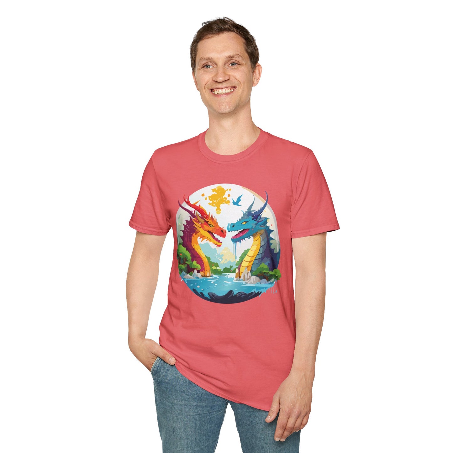 Dragon T Shirt Unisex Gildan Softstyle 64000 100 Percent Cotton Animal Print Tee Artwork