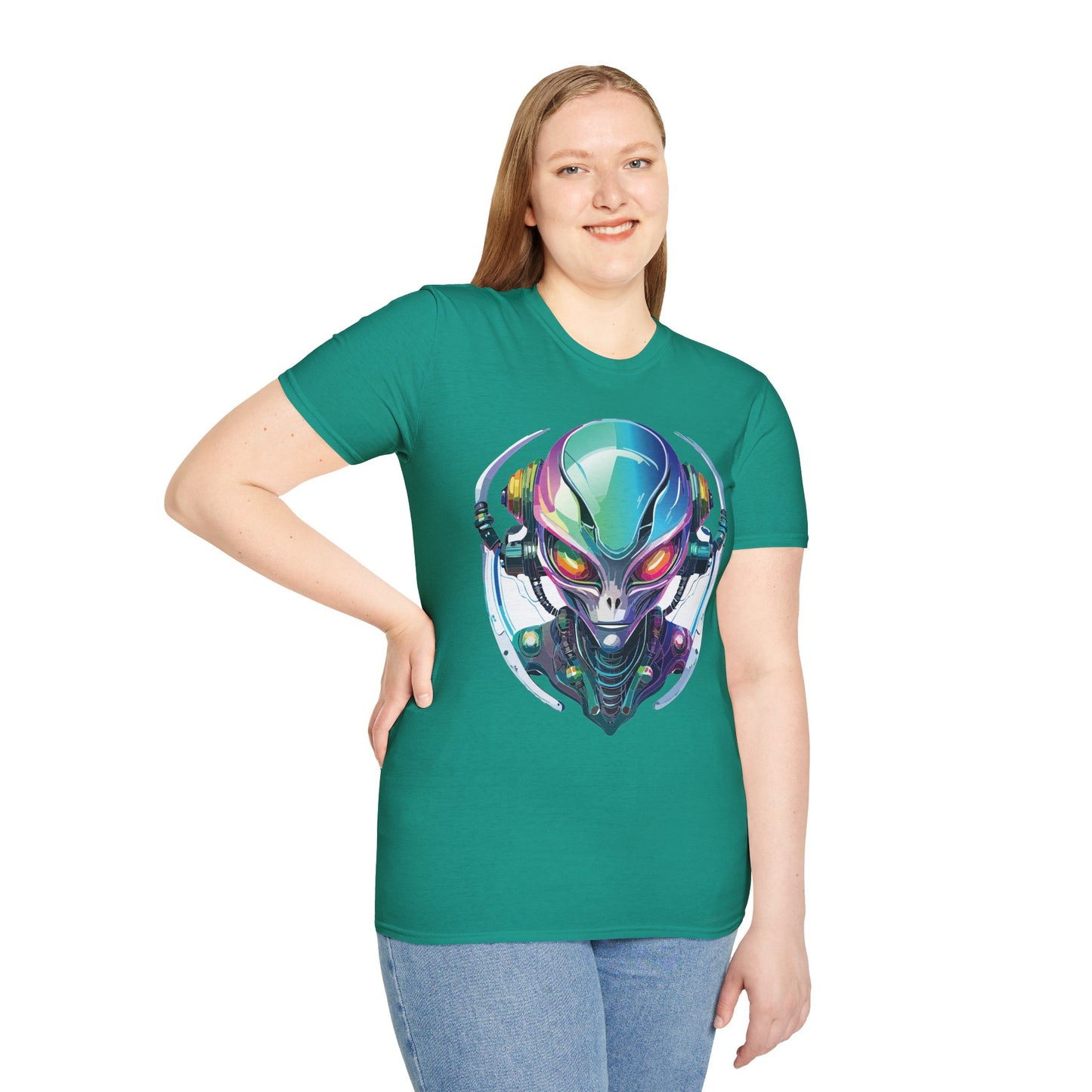 Alien Cosmos T Shirt Unisex Softstyle 64000 Tee With Alien Space Design 100 Percent Ringspun Cotton