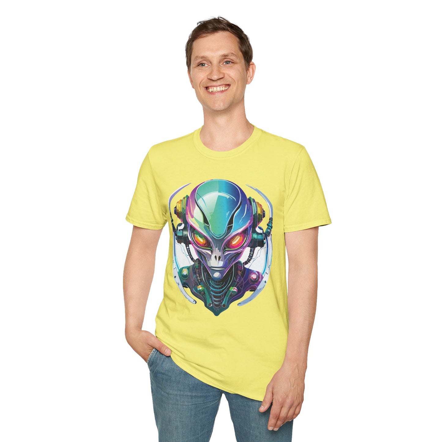 Alien Cosmos T Shirt Unisex Softstyle 64000 Tee With Alien Space Design 100 Percent Ringspun Cotton