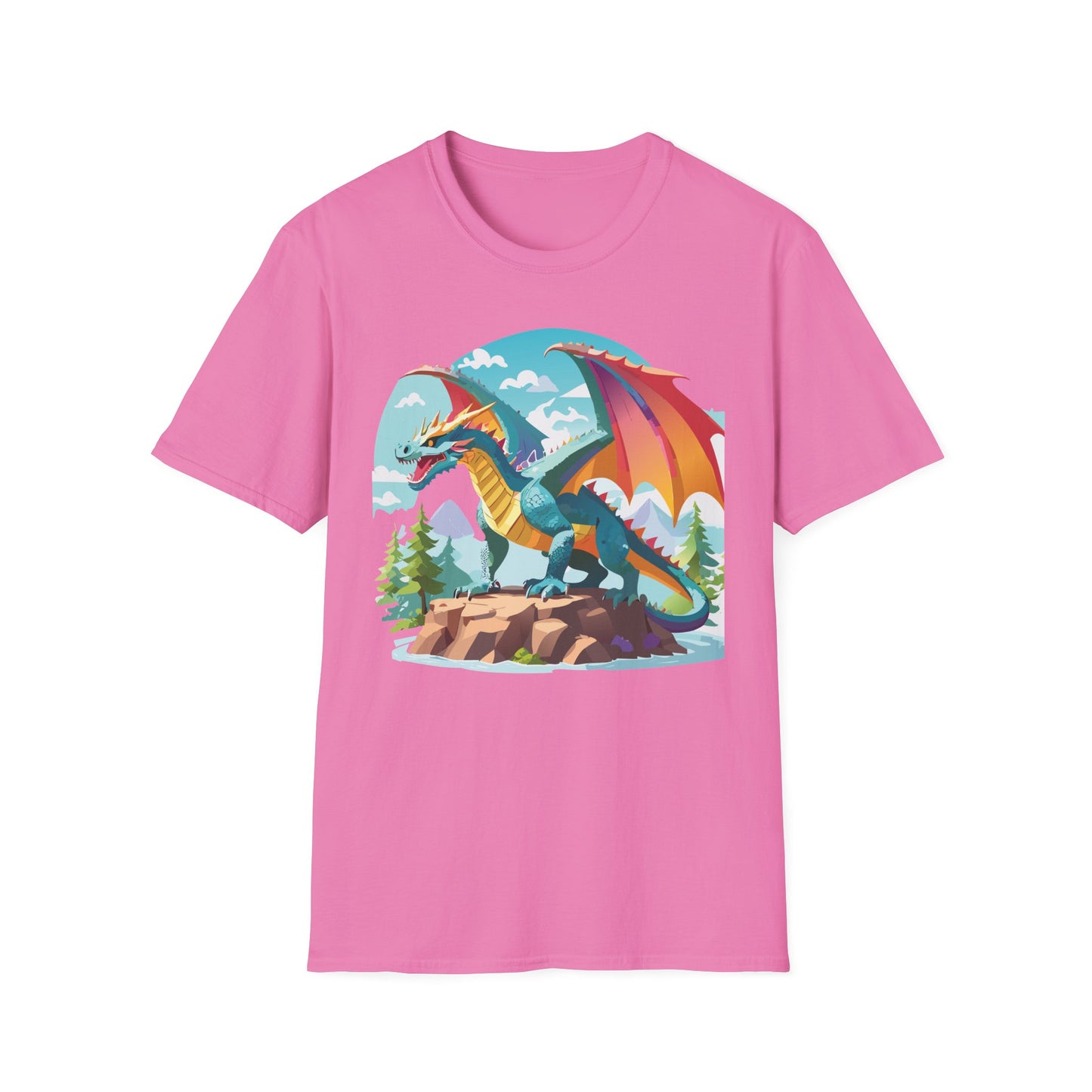 Dragon Graphic Tee Unisex Softstyle 100 Percent Ring Spun Cotton Animal Art Print Shirt