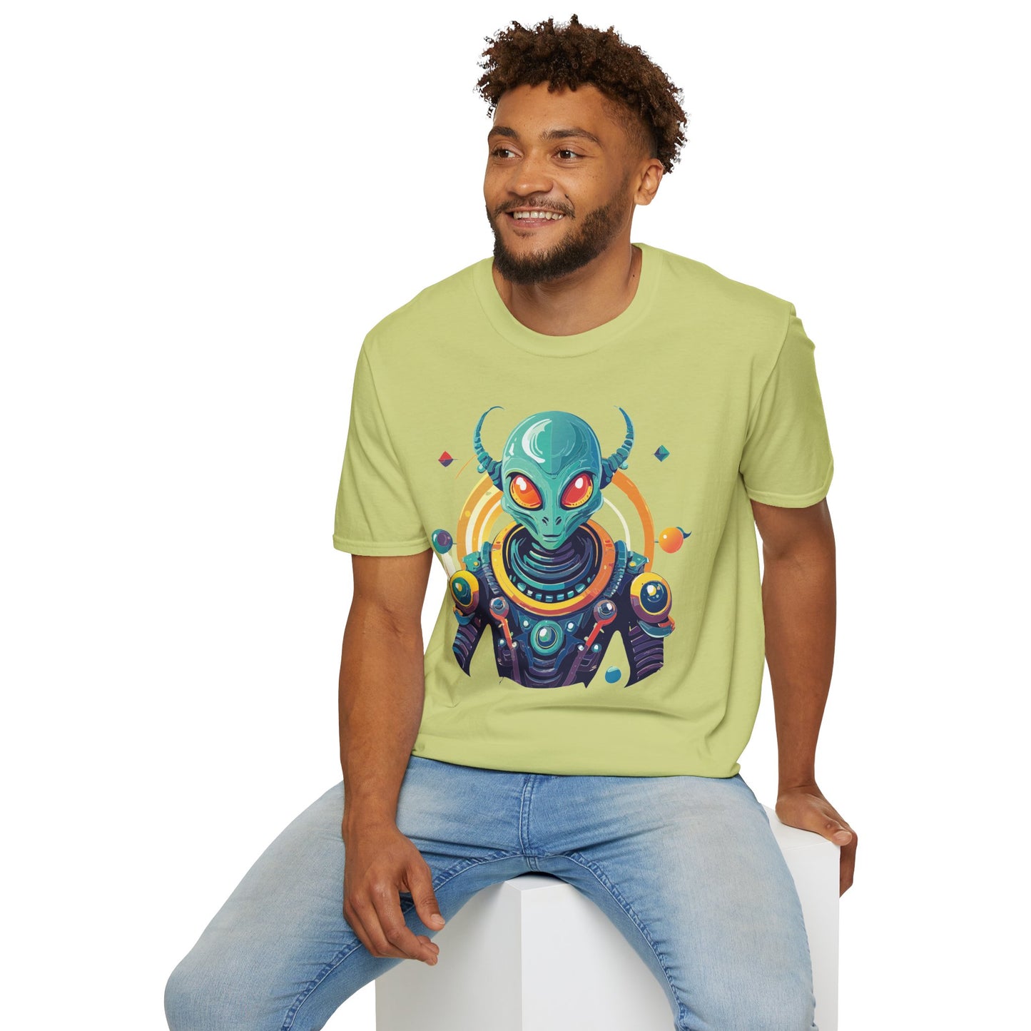 Alien Cosmos T Shirt Unisex Softstyle Cotton Tee With Alien Art Design Premium Comfort