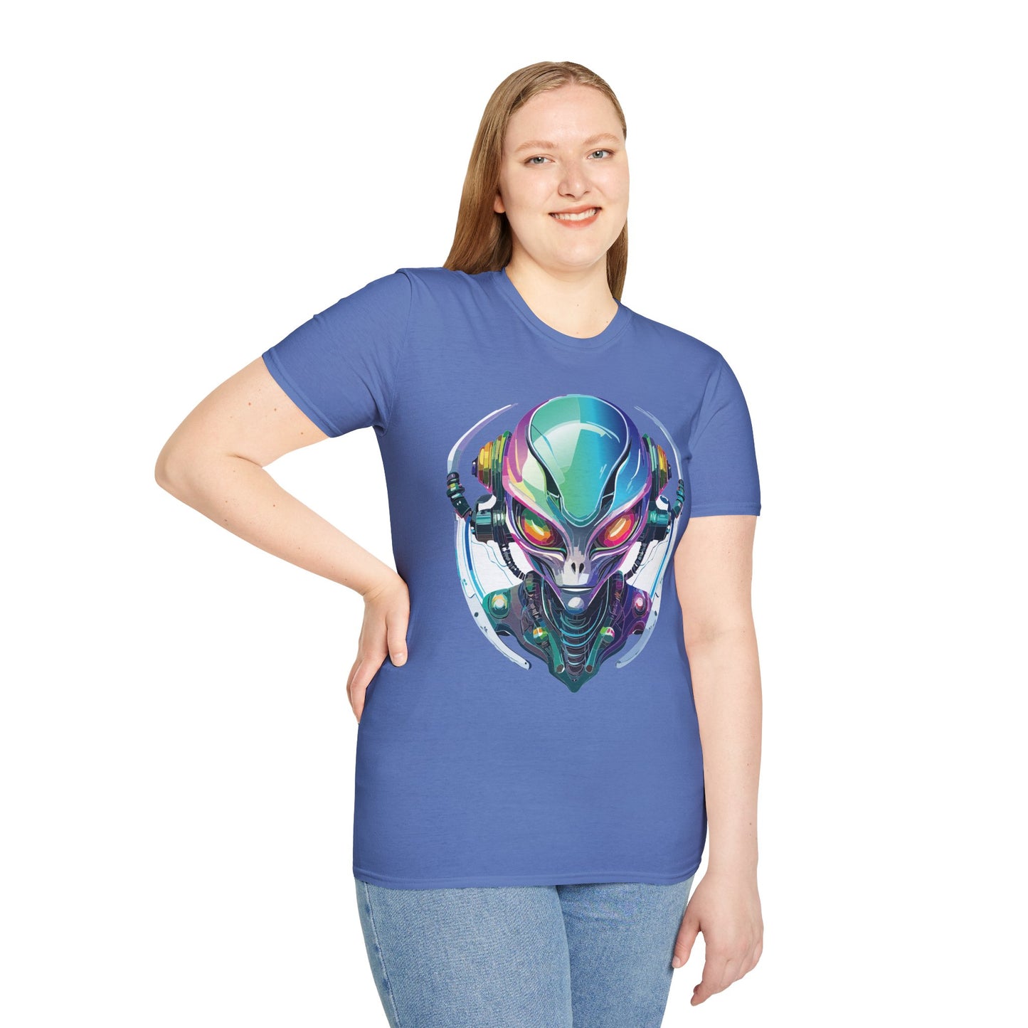 Alien Cosmos T Shirt Unisex Softstyle 64000 Tee With Alien Space Design 100 Percent Ringspun Cotton