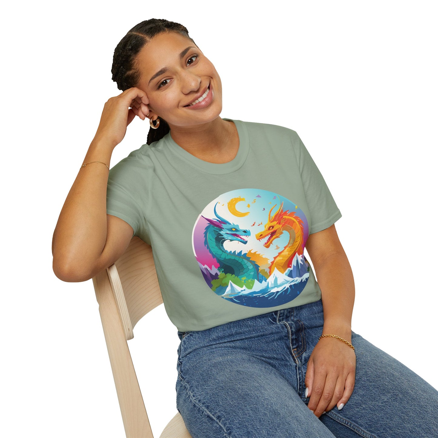 Dragon T Shirt Unisex Gildan Softstyle 64000 Tee Dragon Artwork Animal Print Shirt