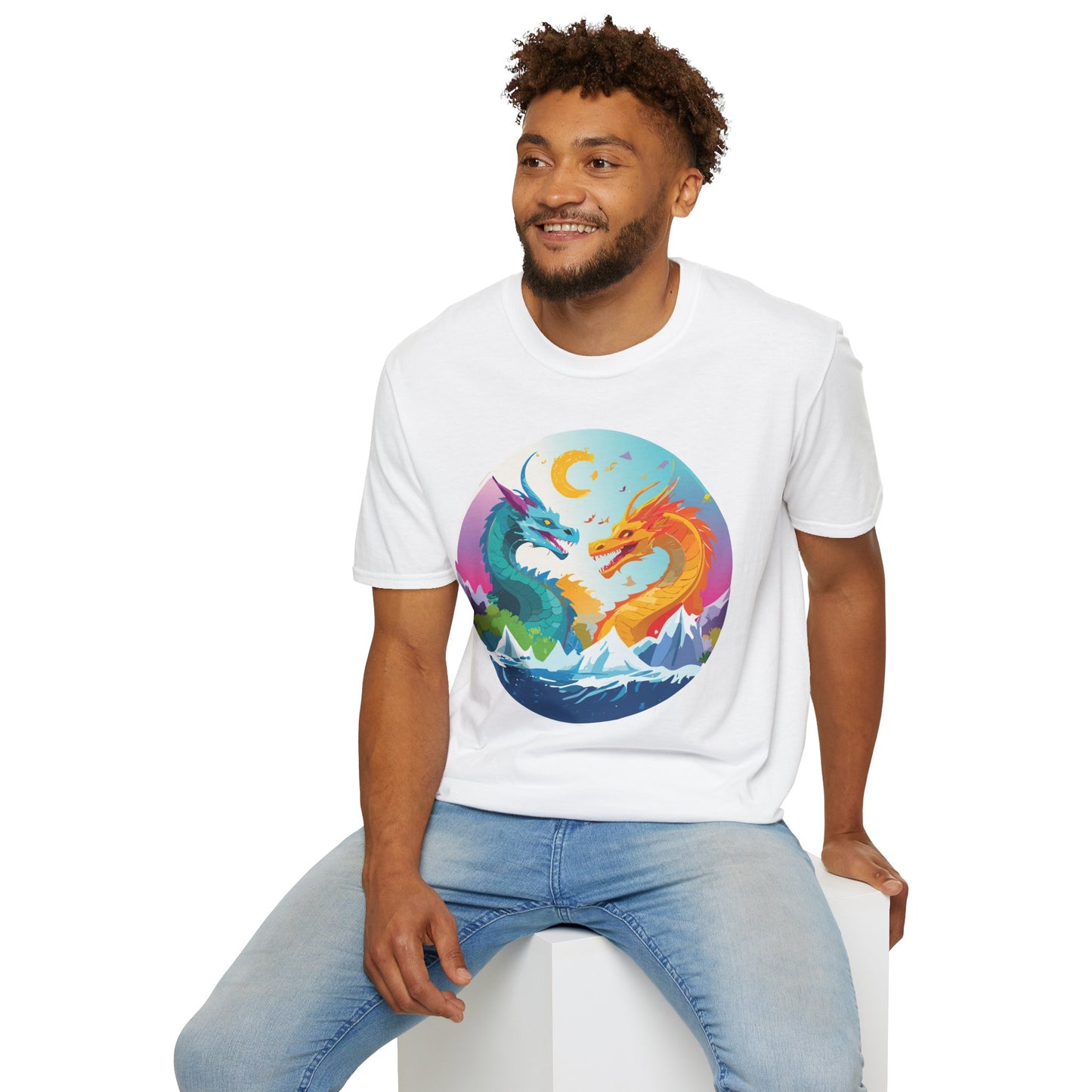 Dragon T Shirt Unisex Gildan Softstyle 64000 Tee Dragon Artwork Animal Print Shirt