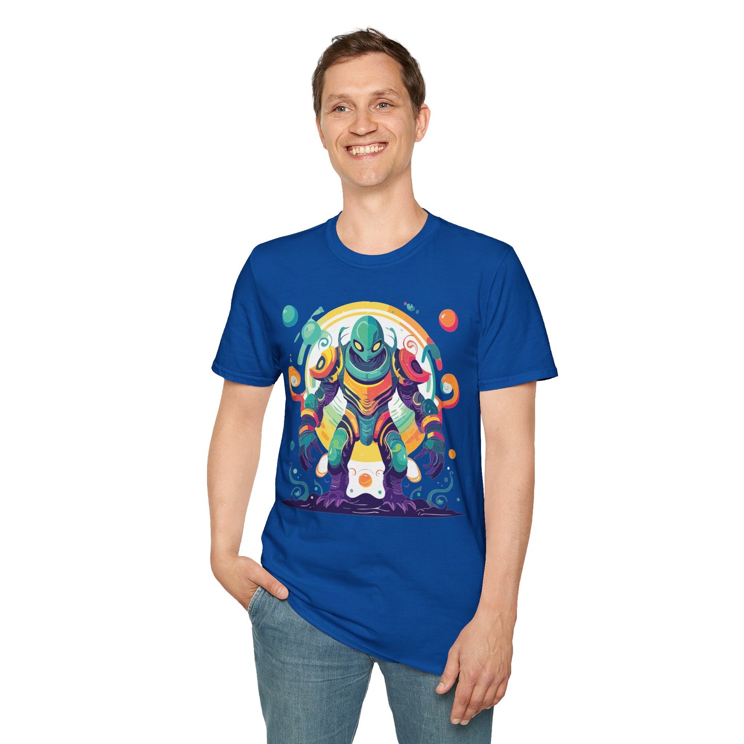 Cosmos Alien T Shirt Unisex Softstyle 64000 with Art Design Durable Comfort Artwork Tee