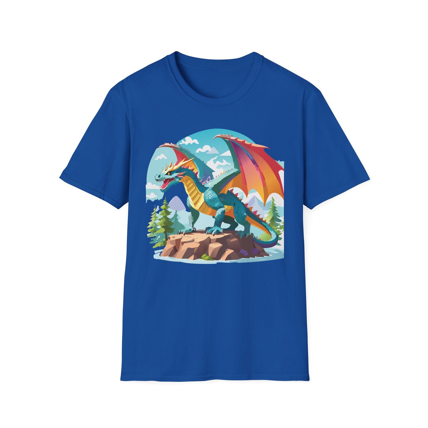 Dragon Graphic Tee Unisex Softstyle 100 Percent Ring Spun Cotton Animal Art Print Shirt