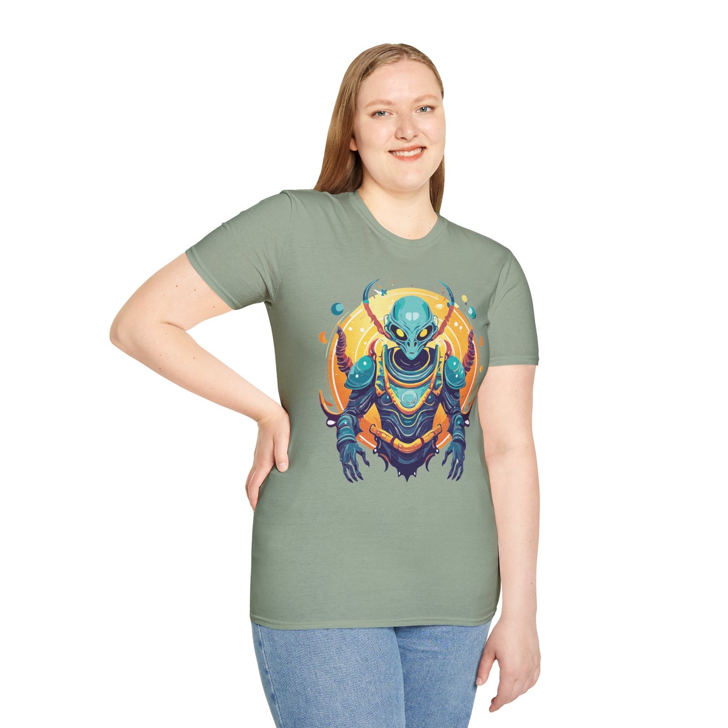 Cosmos Alien T Shirt Unisex Softstyle Short Sleeve Tee With Alien Art Design Artwork