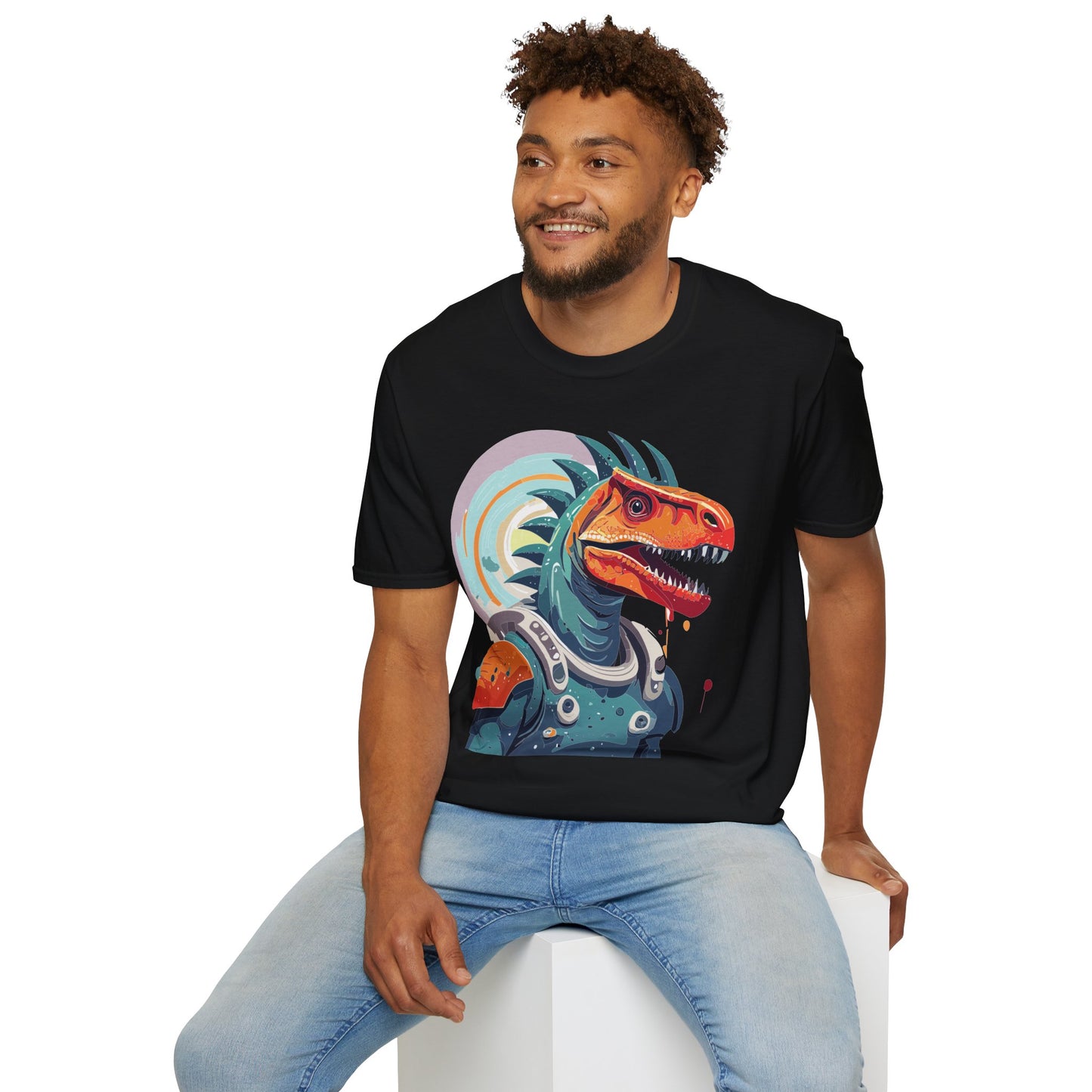 Unisex Gildan Softstyle 64000 Alien T Shirt With Cosmos Space Alien Art Graphic Tee