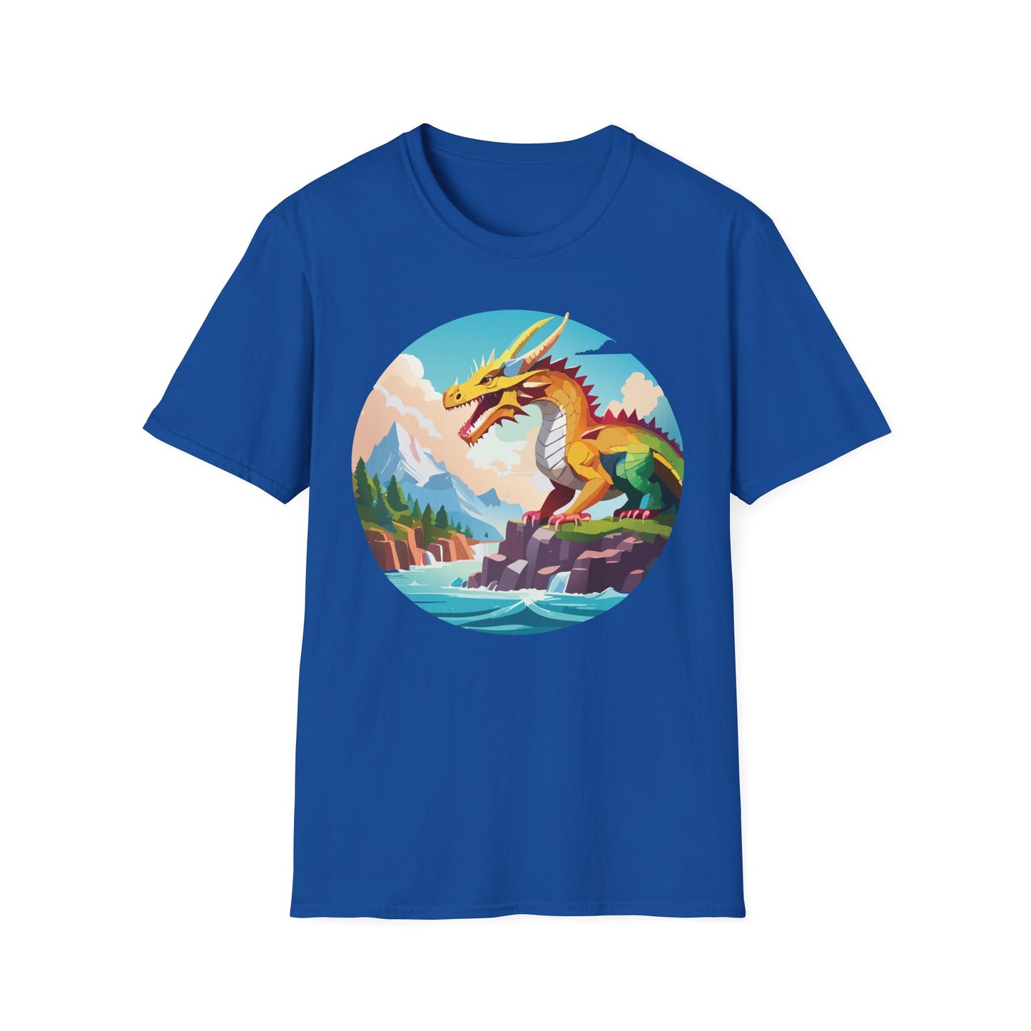 Dragon T Shirt Unisex Softstyle Cotton Tee With Colorful Animal Art Design For Everyday Wear
