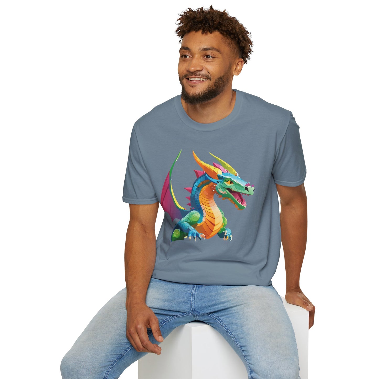 Unisex Dragon Graphic Tee Softstyle Short Sleeve T Shirt Made From Ring Spun Cotton