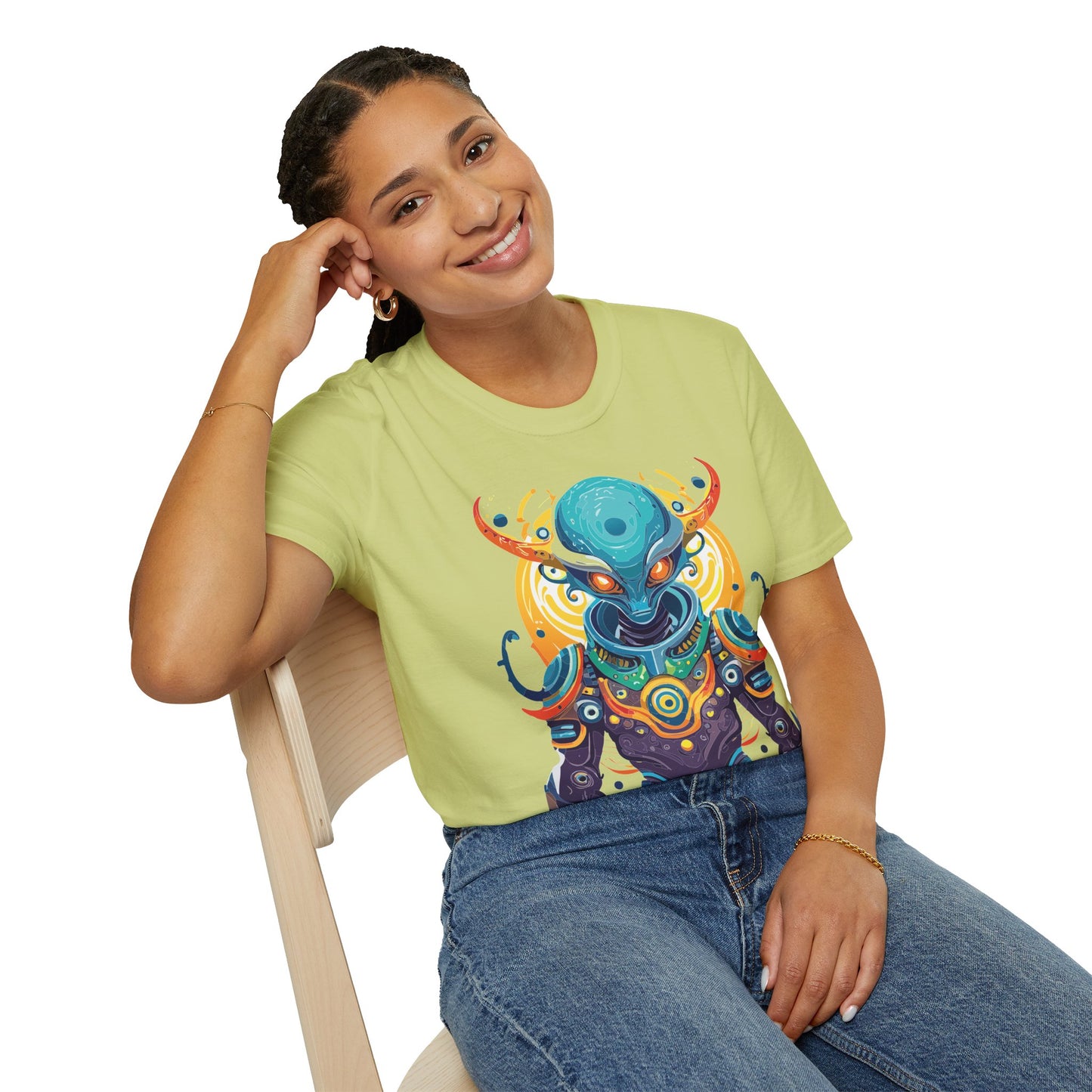 Alien T Shirt Cosmos Shirt Unisex Short Sleeve Tee With Alien Art Design Ring Spun Cotton
