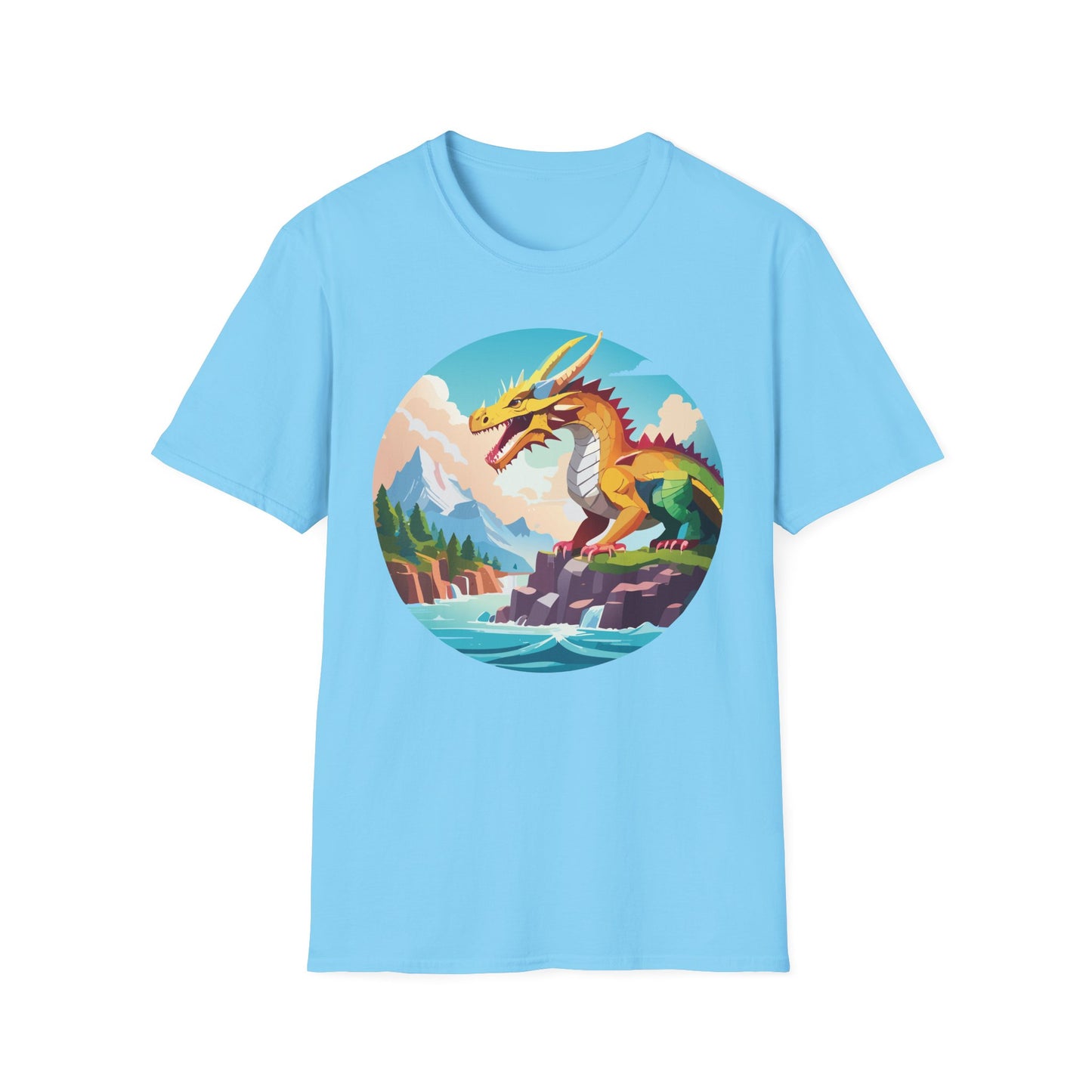 Dragon T Shirt Unisex Softstyle Cotton Tee With Colorful Animal Art Design For Everyday Wear
