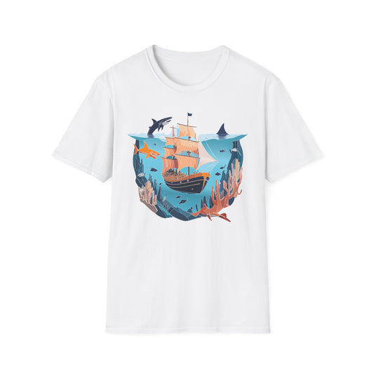 Ocean Tee Shirt, Ocean Shirt, Shirt with Ocean, U boat Tees, Shirt with U-Boat