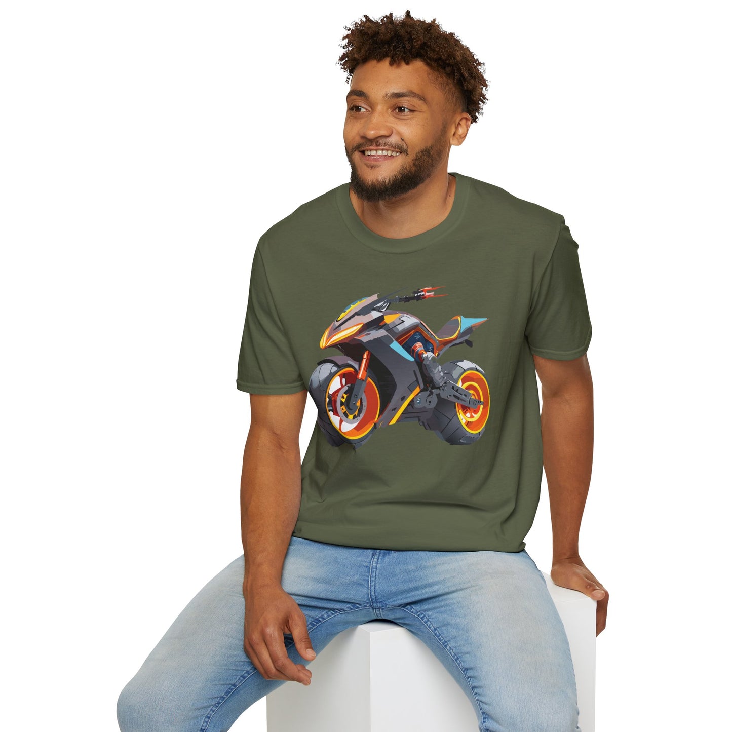 Unisex Bike T Shirt With Motorcycle Graphic MTB Tee Cotton Softstyle Comfort For Riders