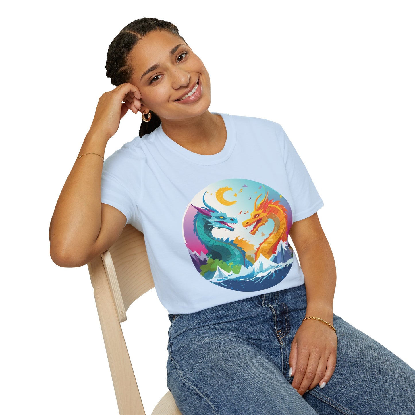 Dragon T Shirt Unisex Gildan Softstyle 64000 Tee Dragon Artwork Animal Print Shirt